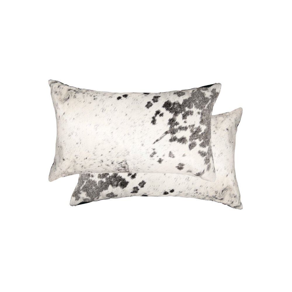 Natural Home Decor Torino Kobe Salt & Pepper Cowhide Pillow | 2-Piece | 12"x20"